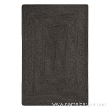 Black colour natural wool braided rugs and carpet